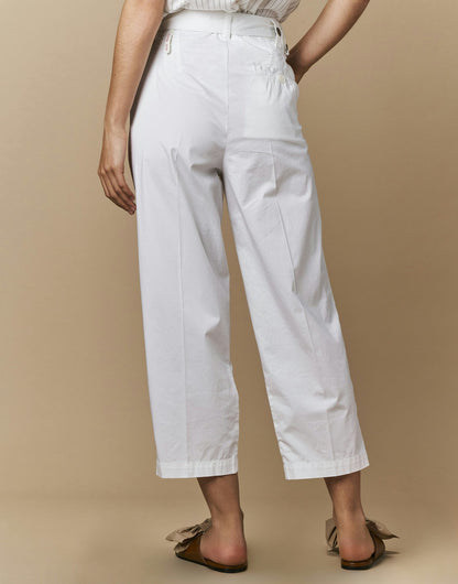 COURTEOUS WIDE LEG PLEATED FRONT PANTS IN COTTON SATIN