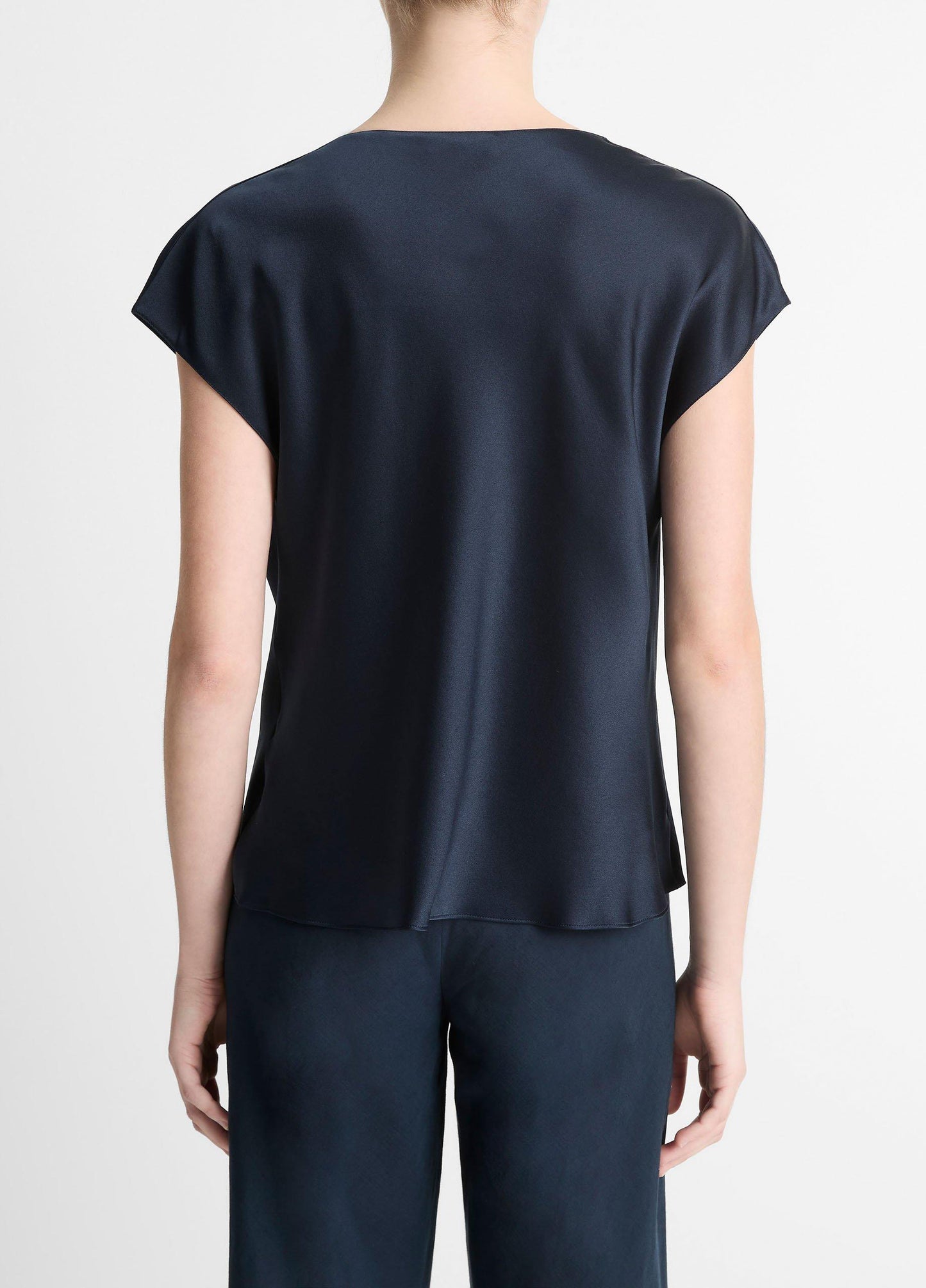 SILK COWL NECK CAP SLEEVE BLOUSE COASTAL