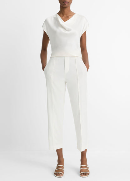 SILK COWL NECK CAP SLEEVE BLOUSE OFF WHITE