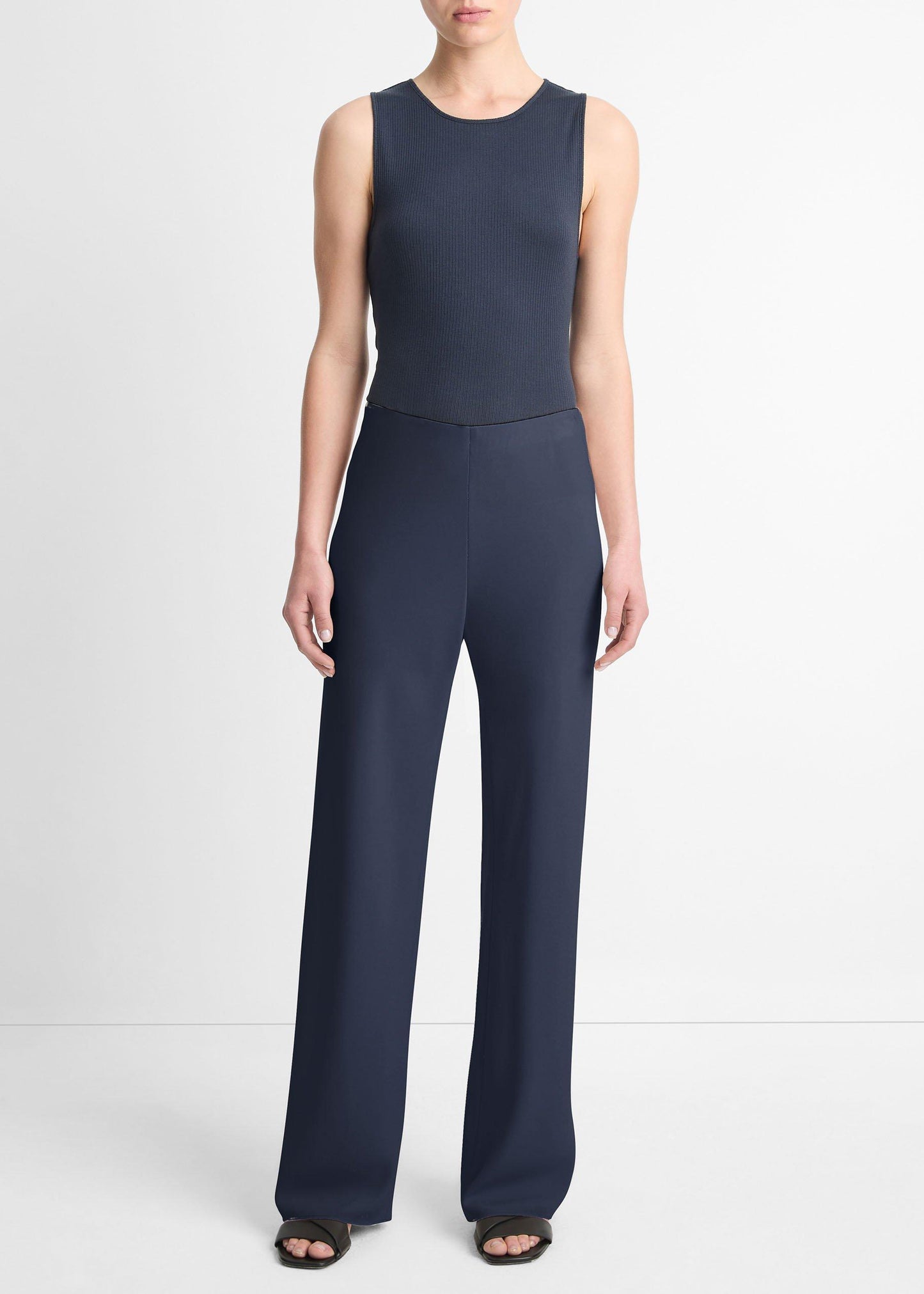 HIGH WAIST CREPE BIAS PANT COASTAL