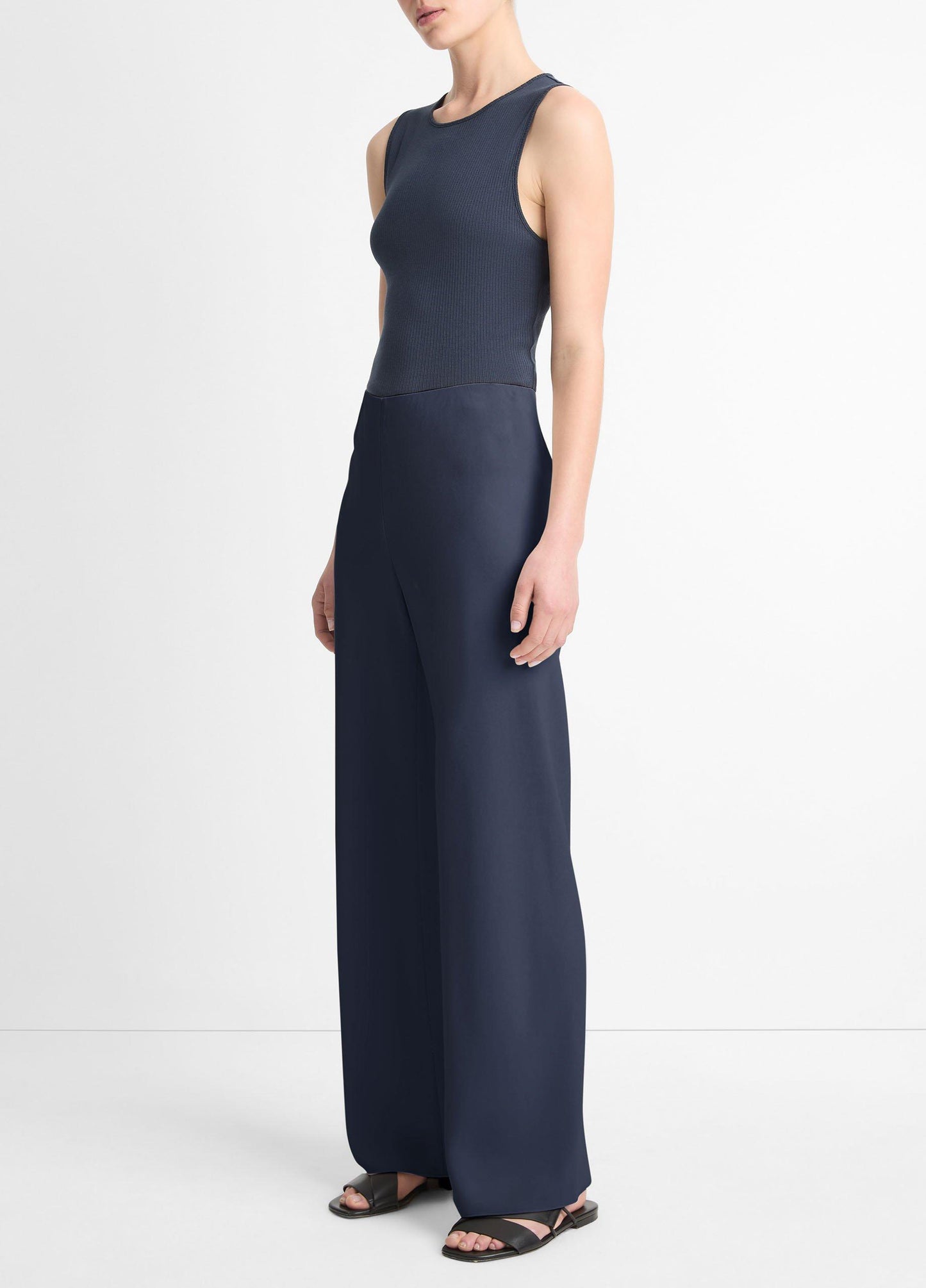HIGH WAIST CREPE BIAS PANT COASTAL