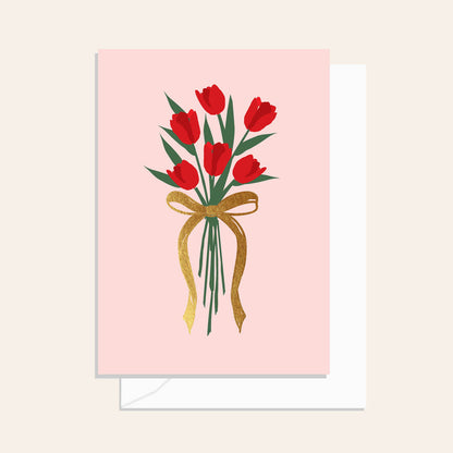 RED TULIP BUNCH CARD