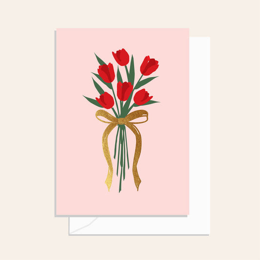 RED TULIP BUNCH CARD