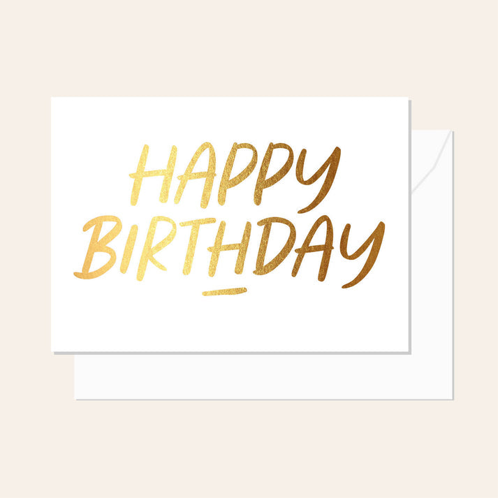 HAPPY BIRTHDAY GOLD SCRIPT CARD
