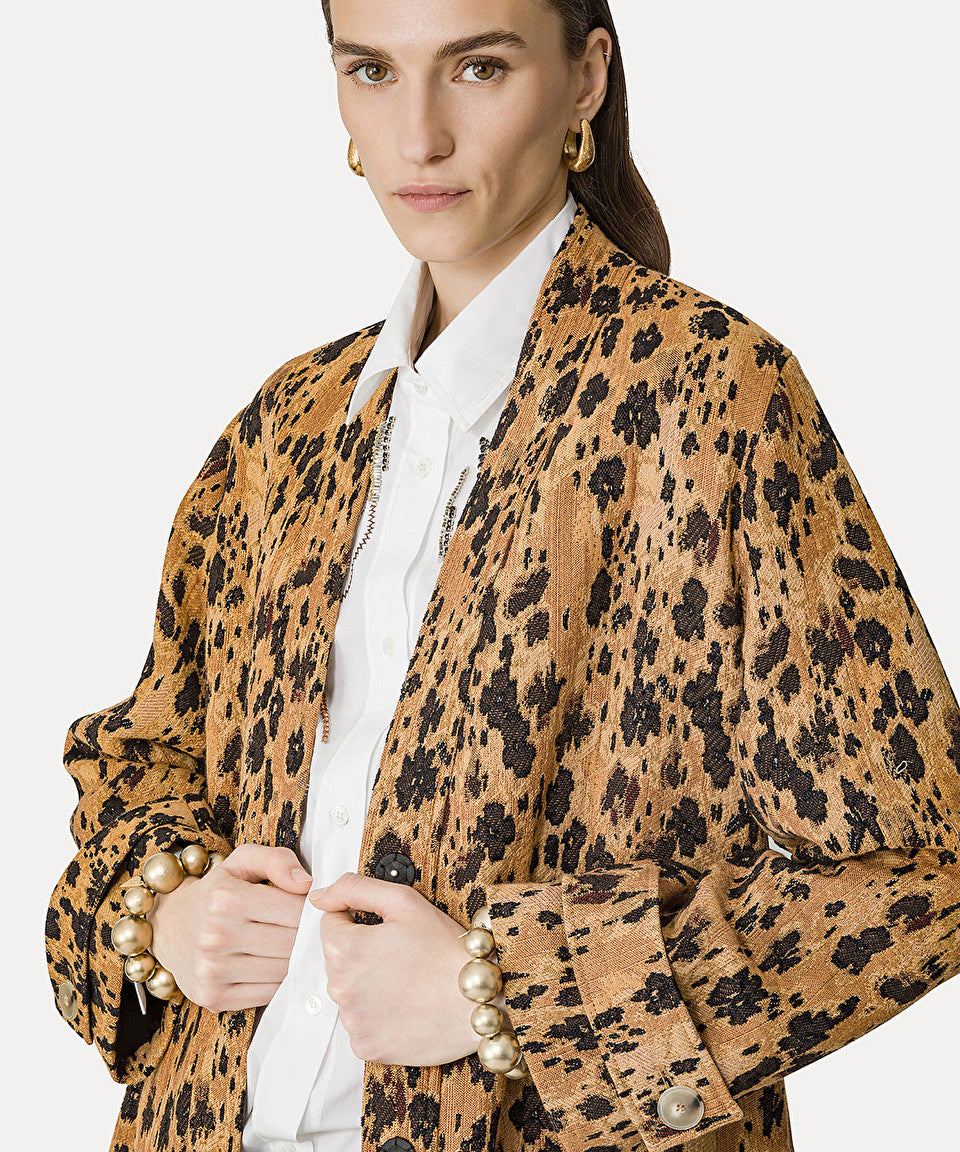"LES FLEURS CAMOU" JACQUARD COAT