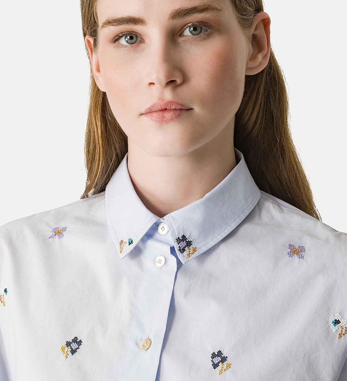 "EN FLEUR" EMBROIDERY CROPPED SHIRT