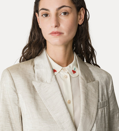 CHIC LUREX LINEN CLOTH DOUBLE-BREASTED JACKET