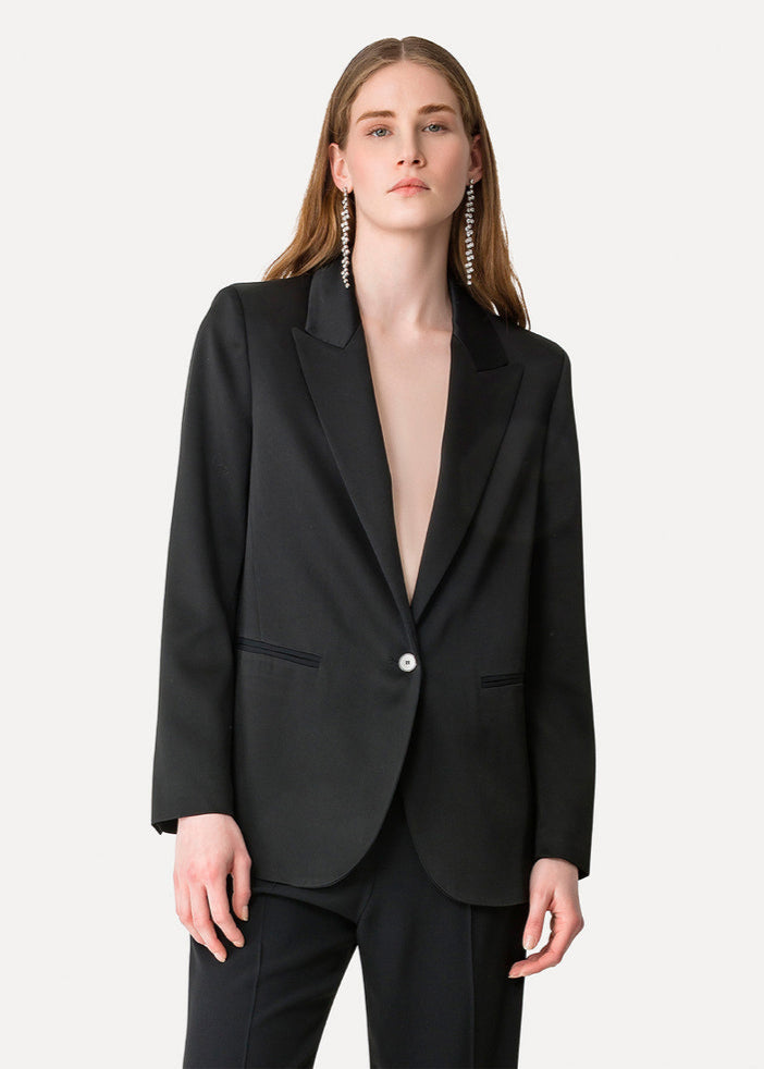 JACKET W SATIN SPEAR COLLAR