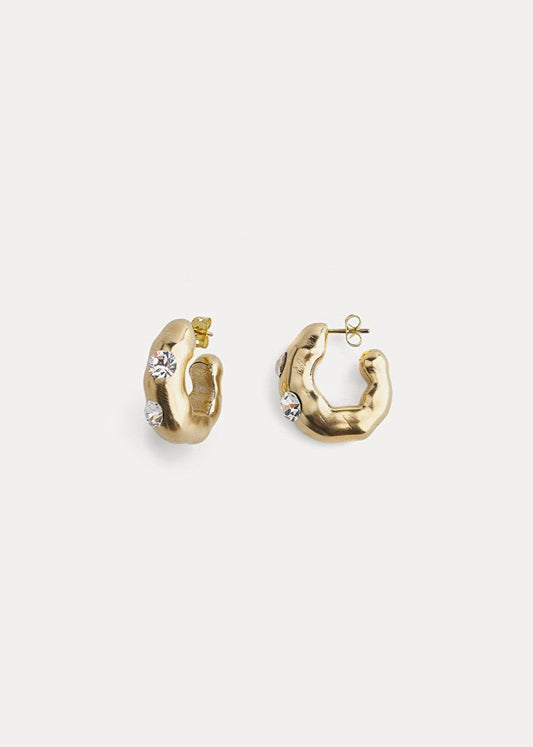 CHAMPAGNE HOOP SCULPTURE EARRINGS WITH STASS