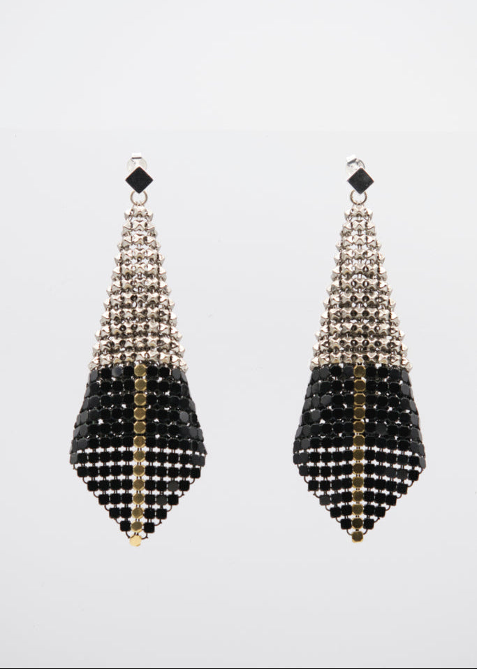 Beauty Diamond Earrings In Black, Silver & Gold by Laura B - view 1
