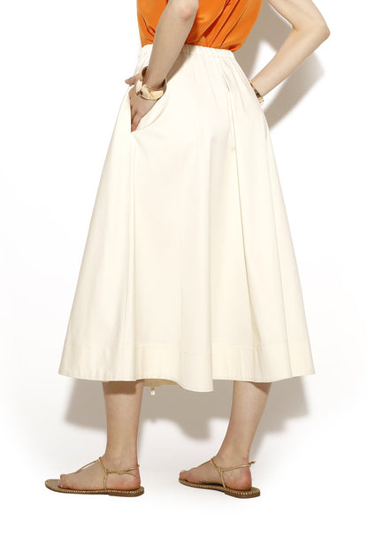 CRIDA Milano Locorotondo Skirt in Cream stretch cotton satin