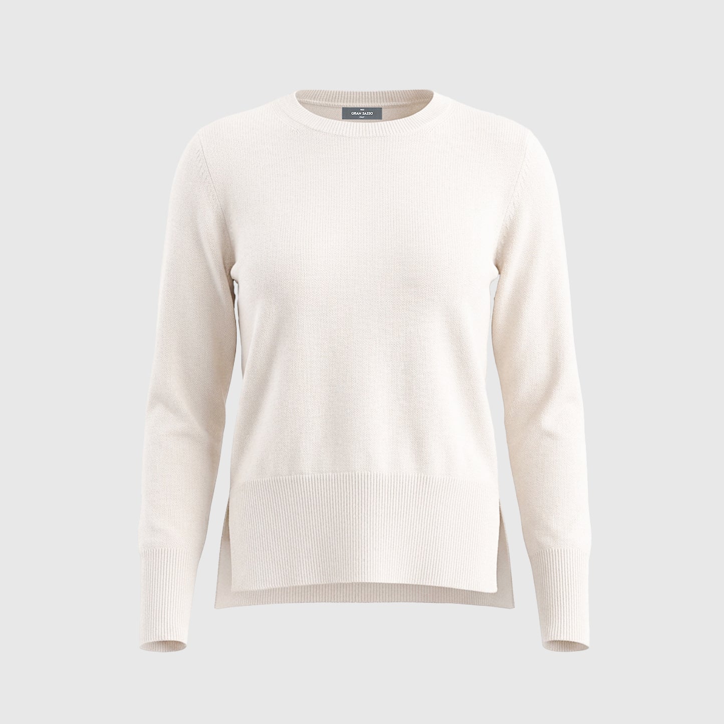CASHMERE BLEND CREW NECK KNIT IN OFF WHITE LUREX