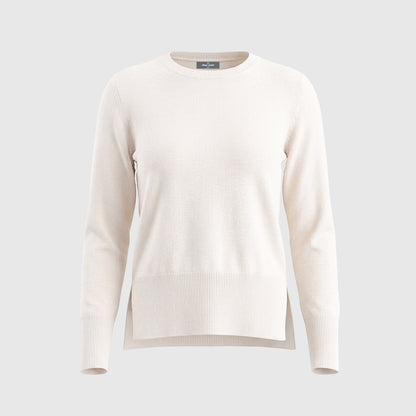 CASHMERE BLEND CREW NECK KNIT IN OFF WHITE LUREX