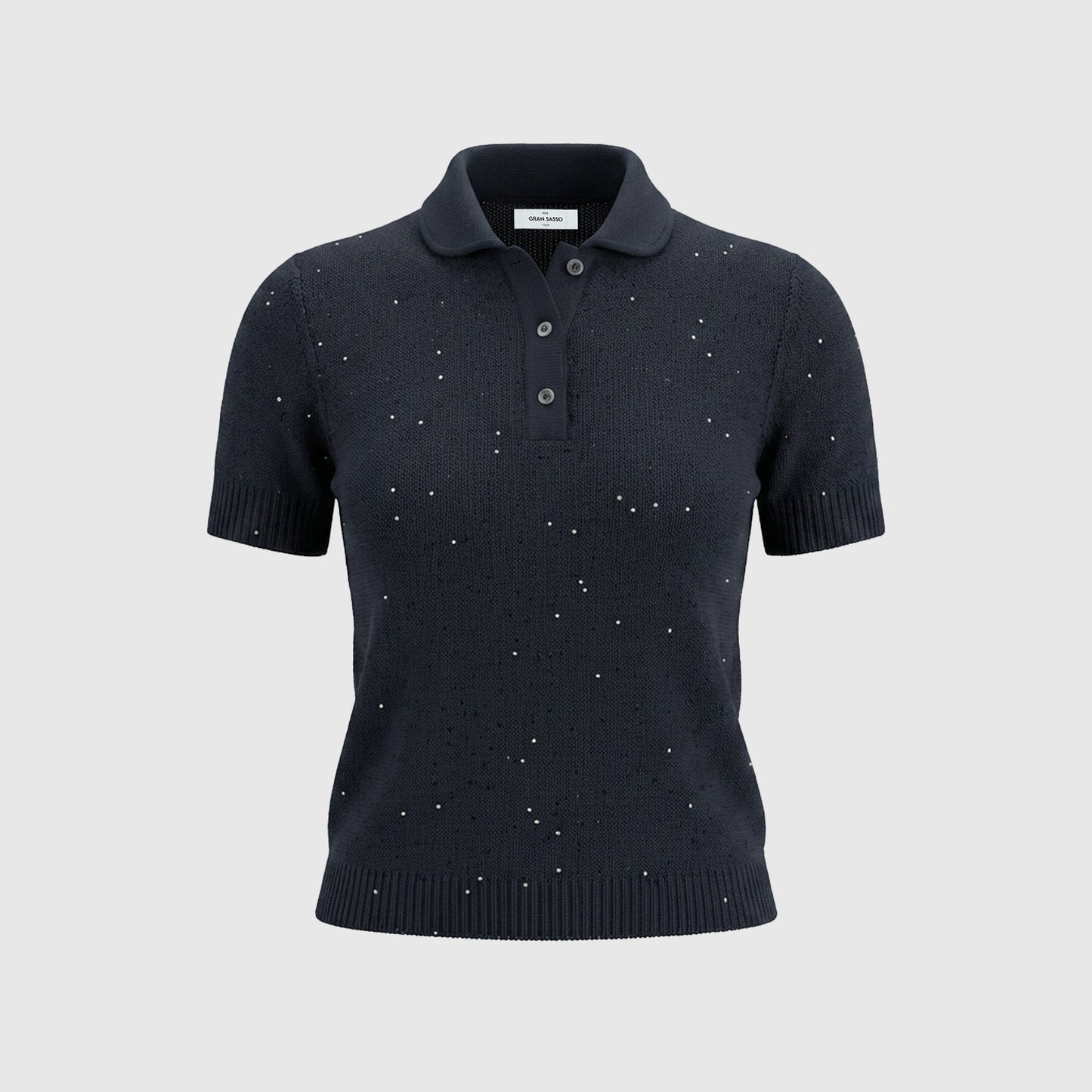 SEQUIN POLO KNIT IN NAVY