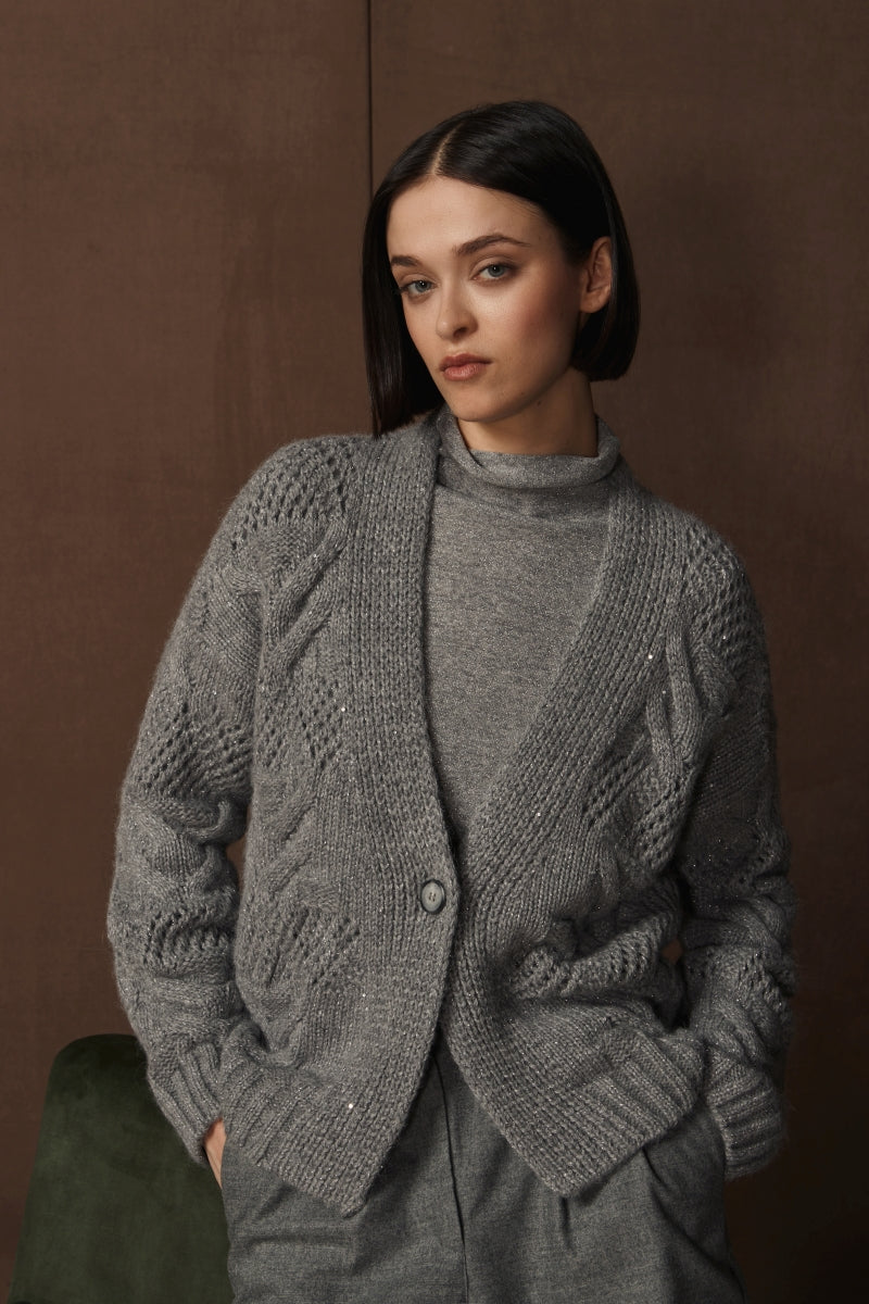 MOCK NECK SWEATER - GREY (LUREX)