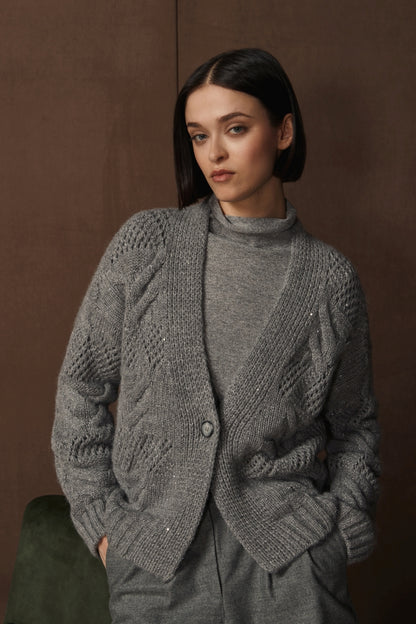 MOCK NECK SWEATER - GREY (LUREX)