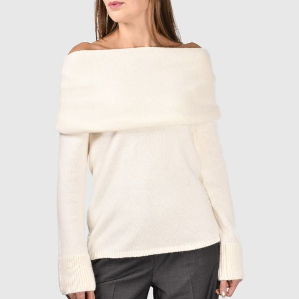 RING COLLAR SWEATER - CREAM