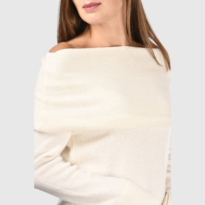 RING COLLAR SWEATER - CREAM