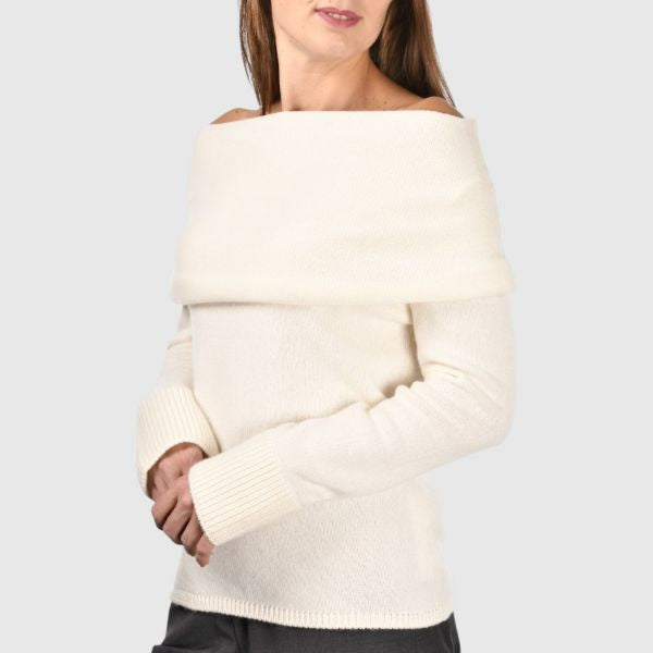 RING COLLAR SWEATER - CREAM