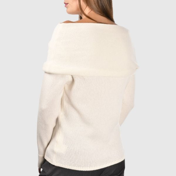 RING COLLAR SWEATER - CREAM