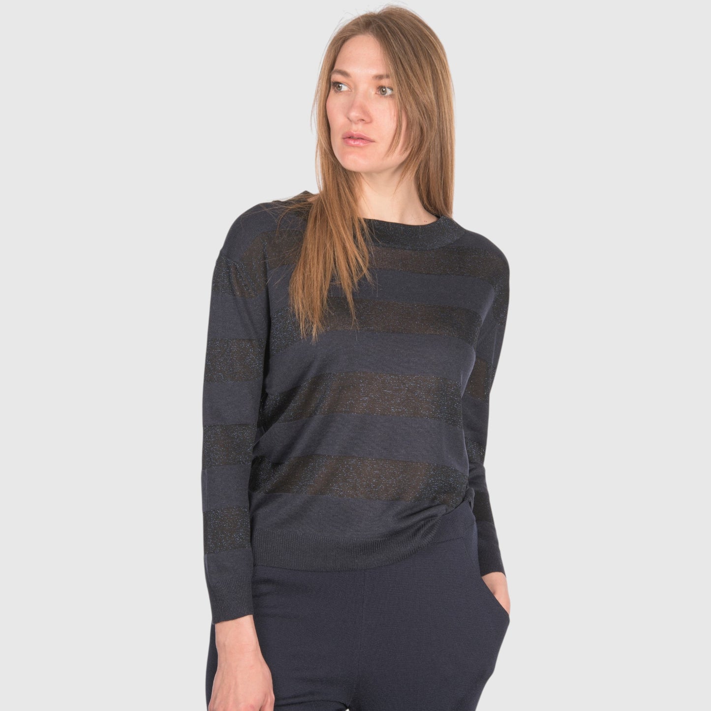 SILK BLEND BOAT NECK KNIT IN BLACK