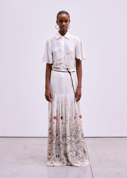 CRIDA Milano Calendula Shirt in White Flower floral viscose crêpe