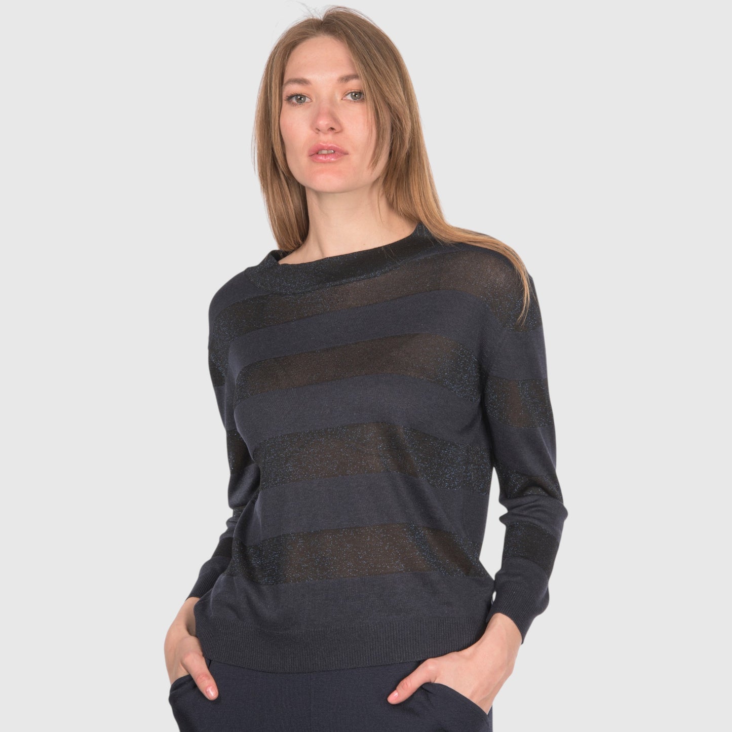 SILK BLEND BOAT NECK KNIT IN BLACK