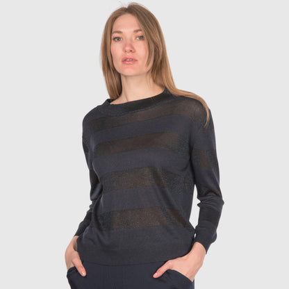 SILK BLEND BOAT NECK KNIT IN BLACK