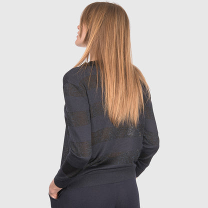 SILK BLEND BOAT NECK KNIT IN BLACK