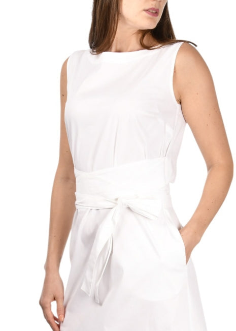 SLEEVELESS BOATNECK COTTON  DRESS