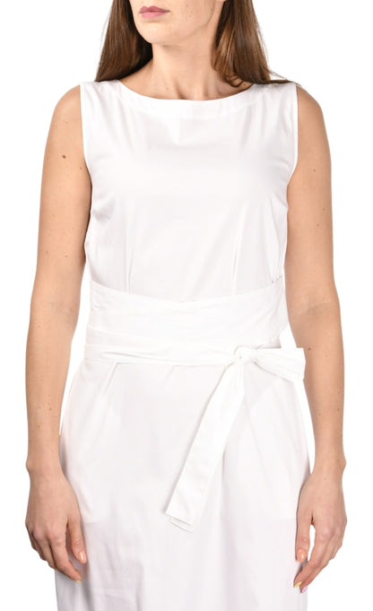 SLEEVELESS BOATNECK COTTON  DRESS