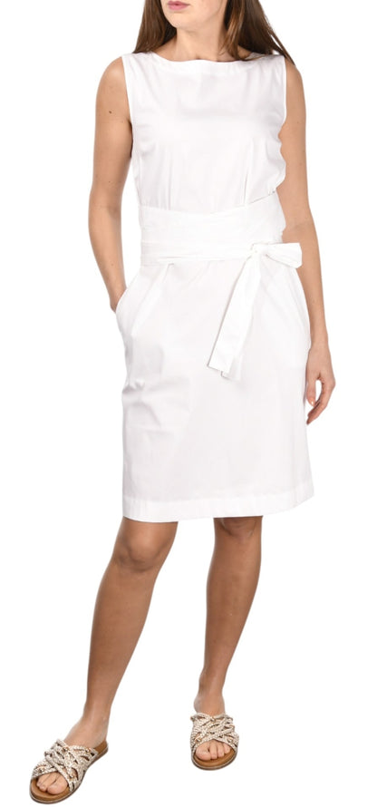 SLEEVELESS BOATNECK COTTON  DRESS