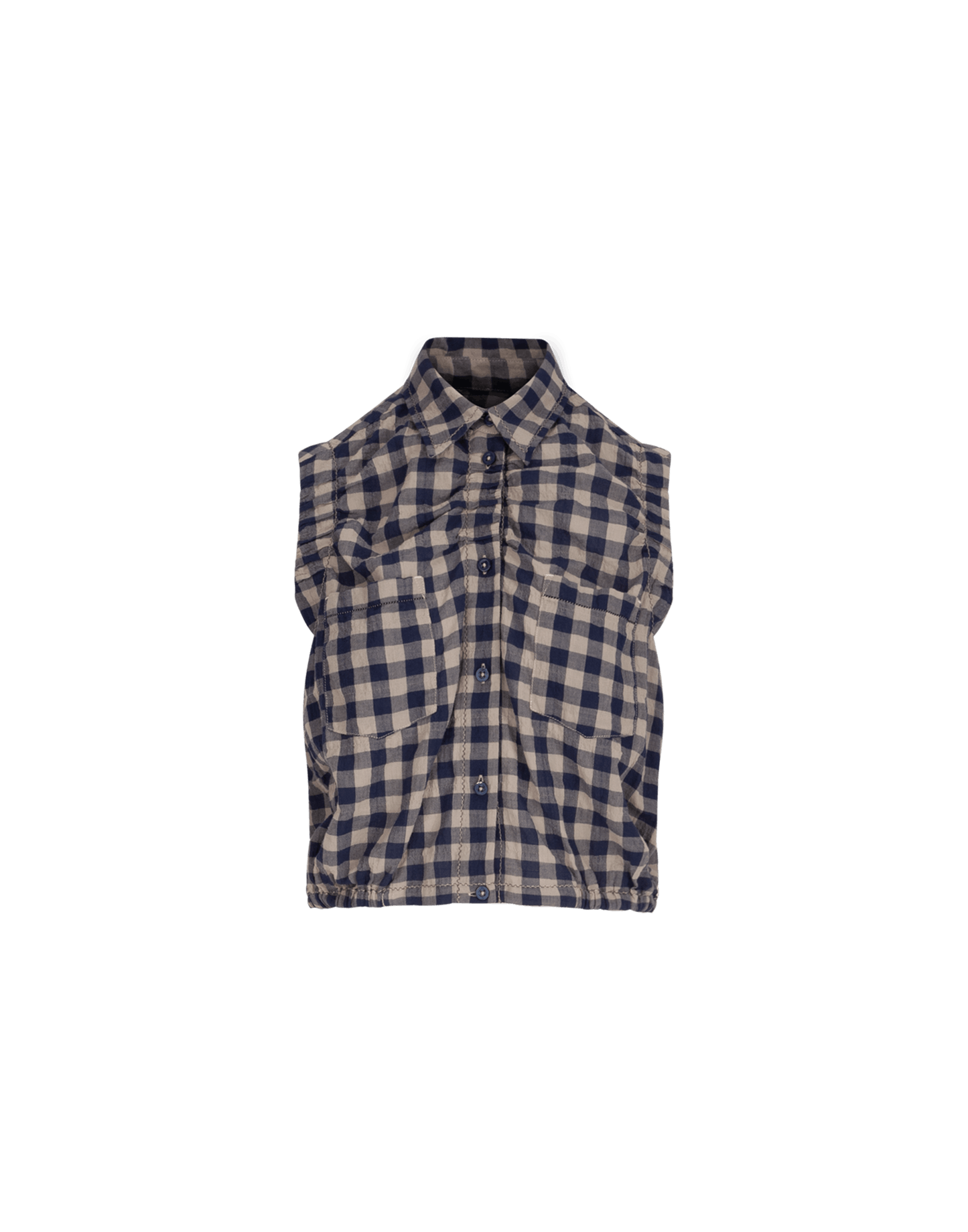 BREATHE CHECKED SLEEVELESS SHIRT
