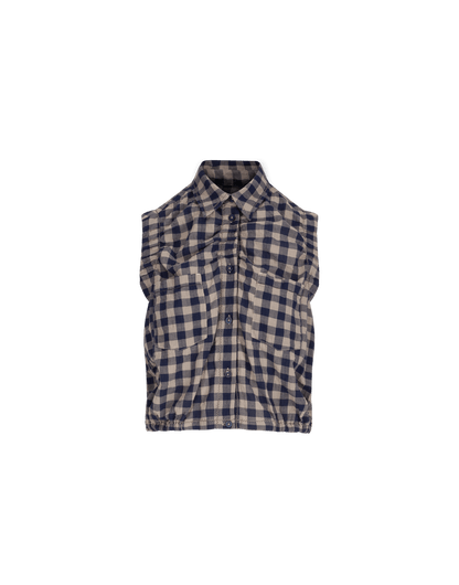 BREATHE CHECKED SLEEVELESS SHIRT