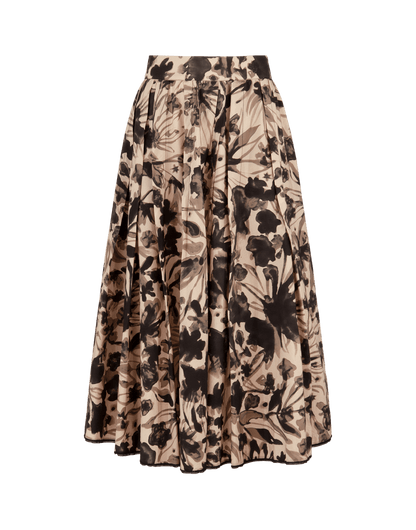 SWING  MIDI PLEATED FLORAL SKIRT