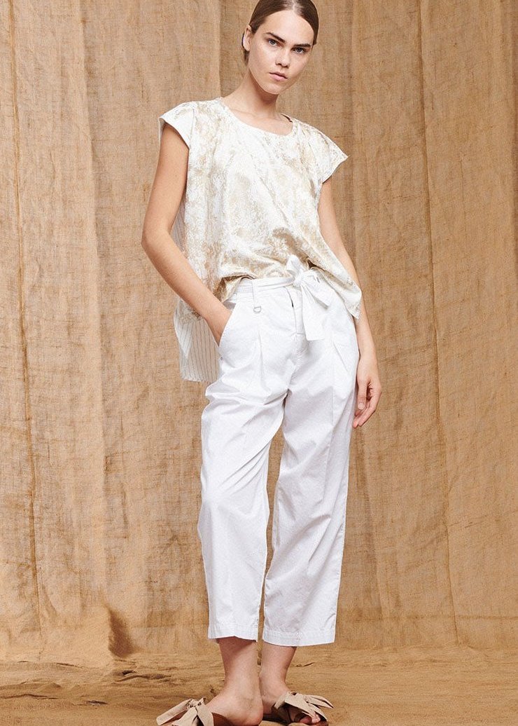 COURTEOUS WIDE LEG PLEATED FRONT PANTS IN COTTON SATIN