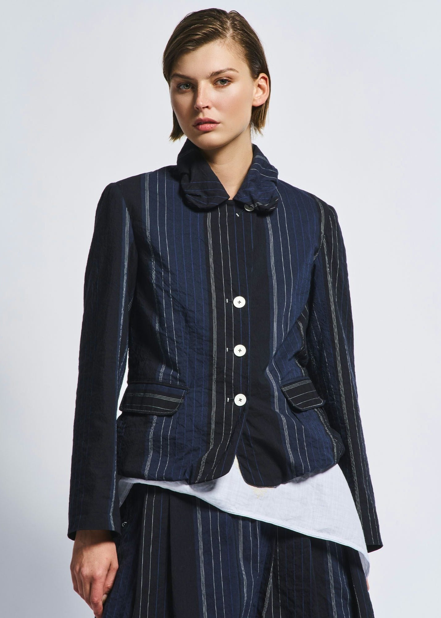 HEARSAY PINSTRIPE BLUE JACKET