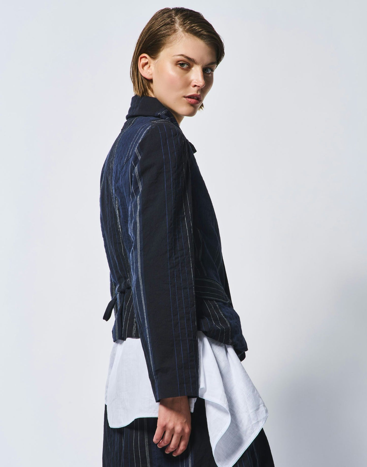 HEARSAY PINSTRIPE BLUE JACKET