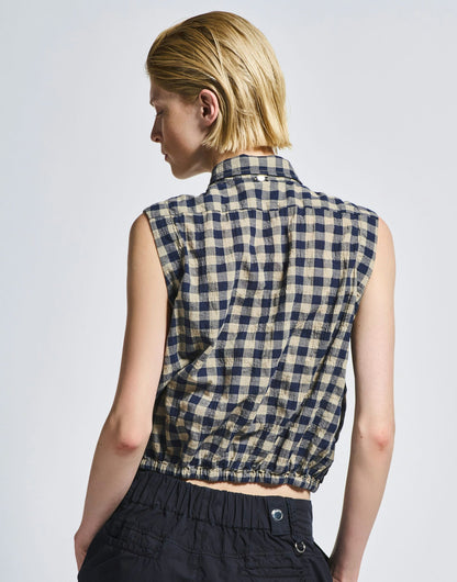 BREATHE CHECKED SLEEVELESS SHIRT