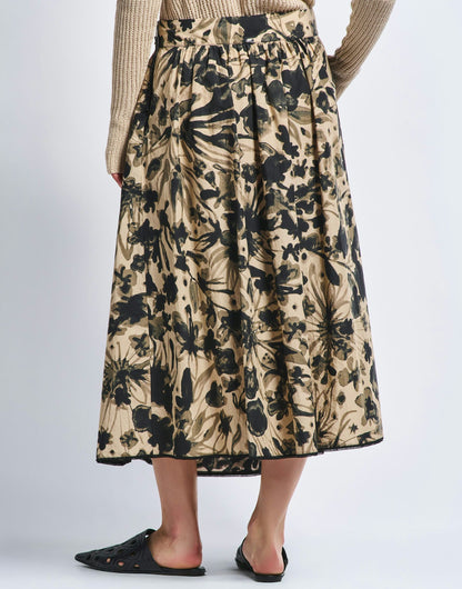 SWING  MIDI PLEATED FLORAL SKIRT