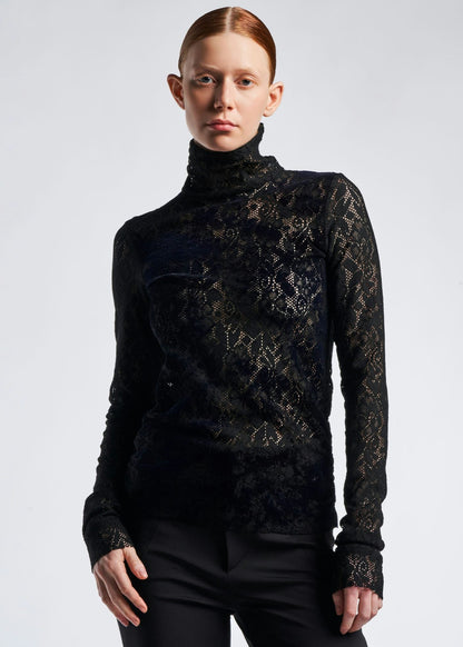 LOGICAL TURTLENECK LACE TOP