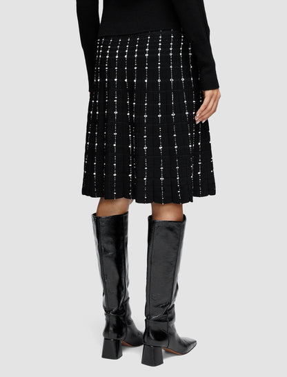 KNEE SKIRT-FRAGMENTED STRIPES