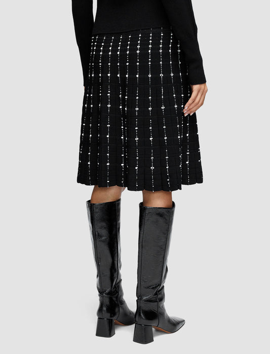 KNEE SKIRT-FRAGMENTED STRIPES