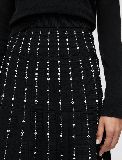 KNEE SKIRT-FRAGMENTED STRIPES