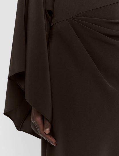 JOYA DRESS SATIN TWILL COCOA