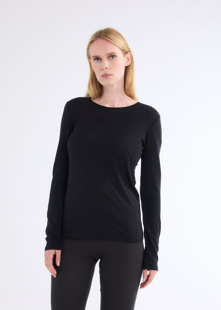 FTS008 -  COTTON & CASHMERE L/S ROUND NECK T-SHIRT