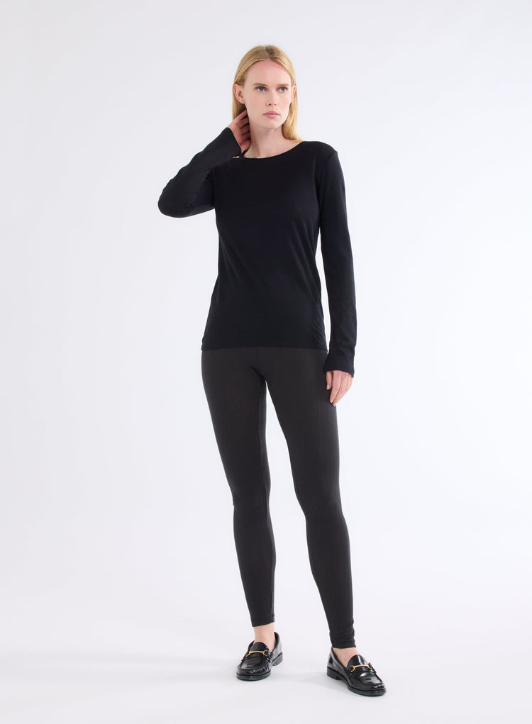 FTS008 -  COTTON & CASHMERE L/S ROUND NECK T-SHIRT