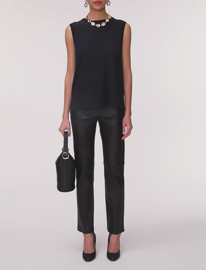 NEW BLEY TOP CREPE DE SOIE BLACK