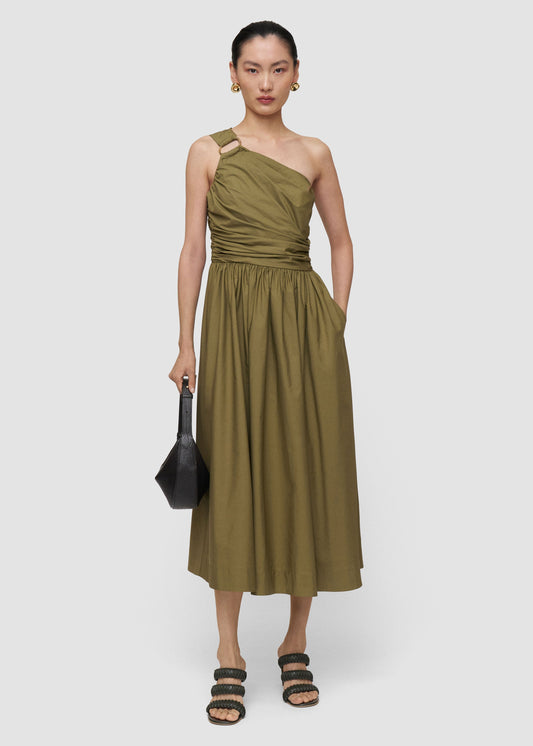 ROS ONE SHOULDER DRESS W MIDI SKIRT FIG LEAF