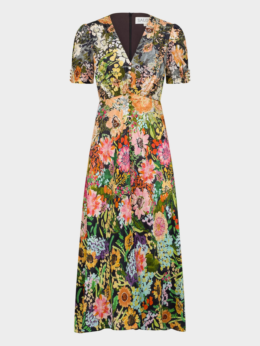 Lea Long Dress In Aster Garden Plmt by SALONI - view 5